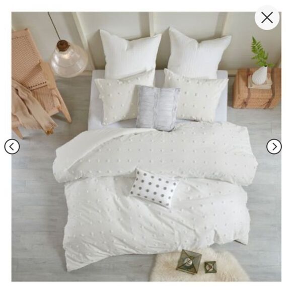 Urban Habitat Duvet Set 100% Cotton Jacquard, Tufts Accent, Shabby Chic - Picture 3 of 8